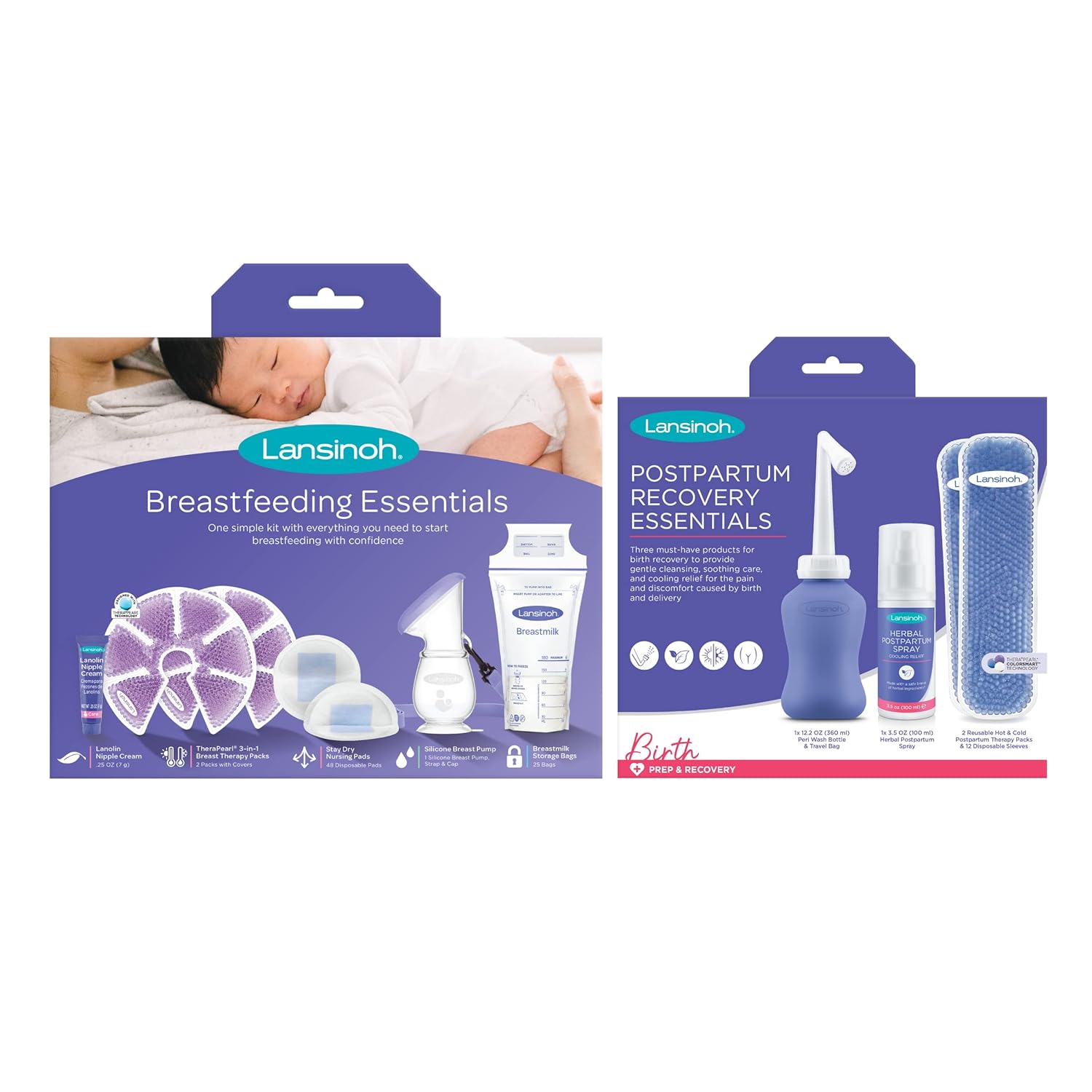 251025031447630_1 Lansinoh Breastfeeding Essentials for Nursing Moms: Nipple Cream, 48 Nursing Pads, 25 Breastmilk Storage Bags, 2 Hot & Cold Breast Therapy Packs, Silicone Breast Pump, 77 Pieces, Baby Shower Gift - Image 1